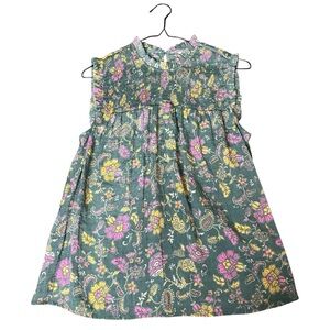 NANETTE BY NANETTE LEPORE Ruffle Flutter Trim Sleeveless Blouse Green Sz Medium